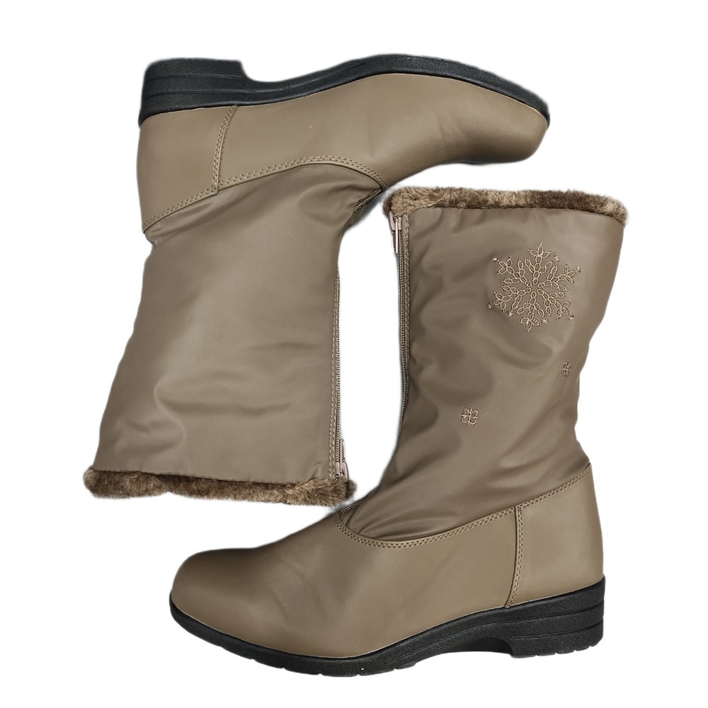 Judith Sport Snowflake 2 Winter Boots Womens US 10M Brown Faux Fur Lined Zip Up